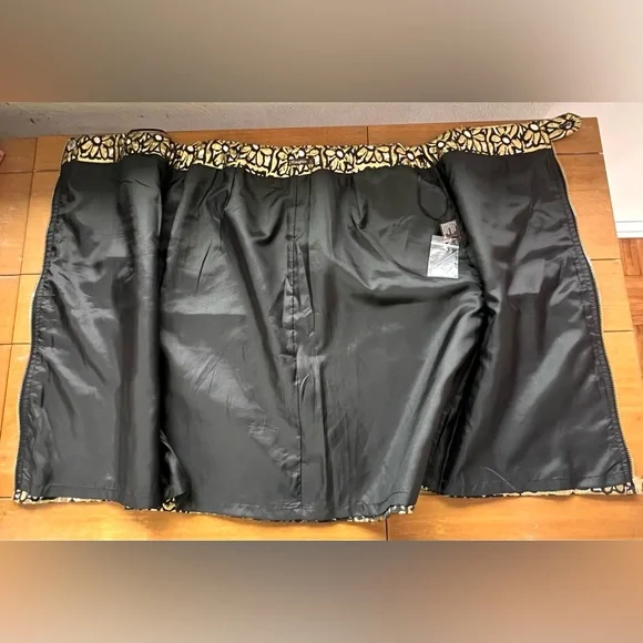 J. McLaughlin Perita Mini Skirt Vintage Daisy Gold Metallic Brocade Zip Front - Picture 10 of 14